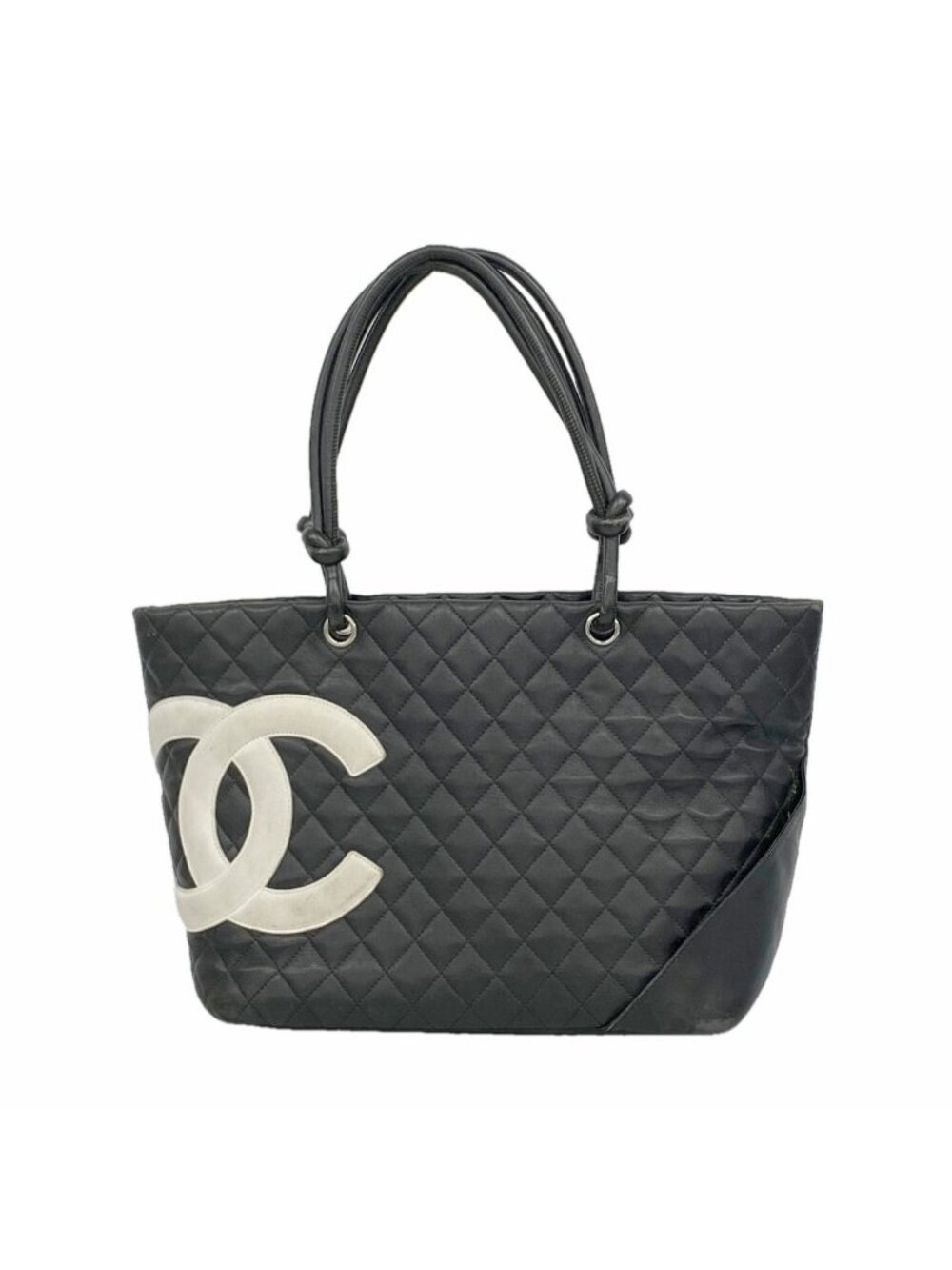 Chanel Tote Bag Cambon Lambskin Black Silver